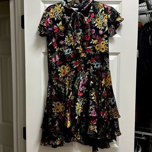 Alice & Olivia Floral Dress with Tie neck size 4